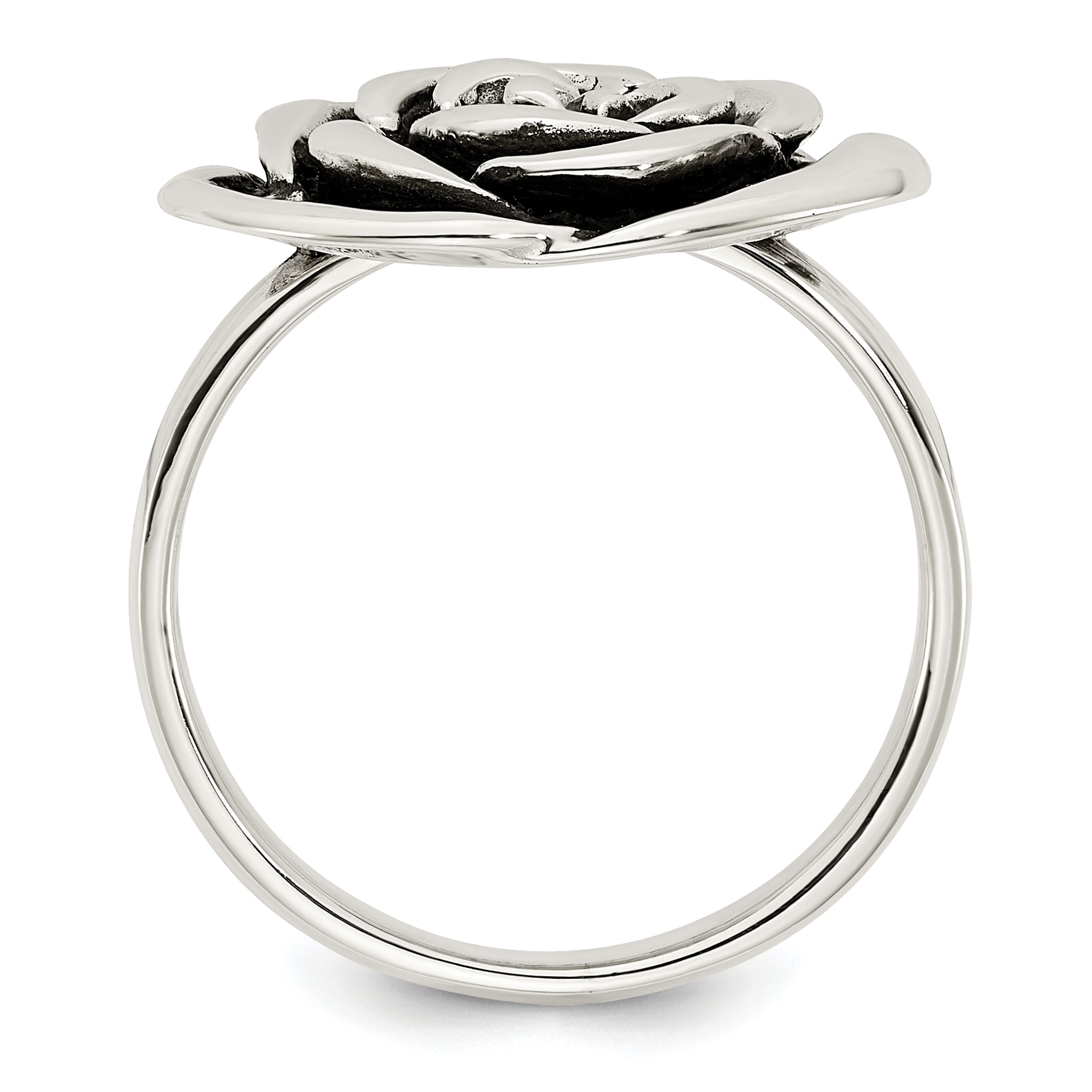 Sterlingsilber Poliert Antikisiert Rose Ring