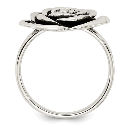 Sterlingsilber Poliert Antikisiert Rose Ring