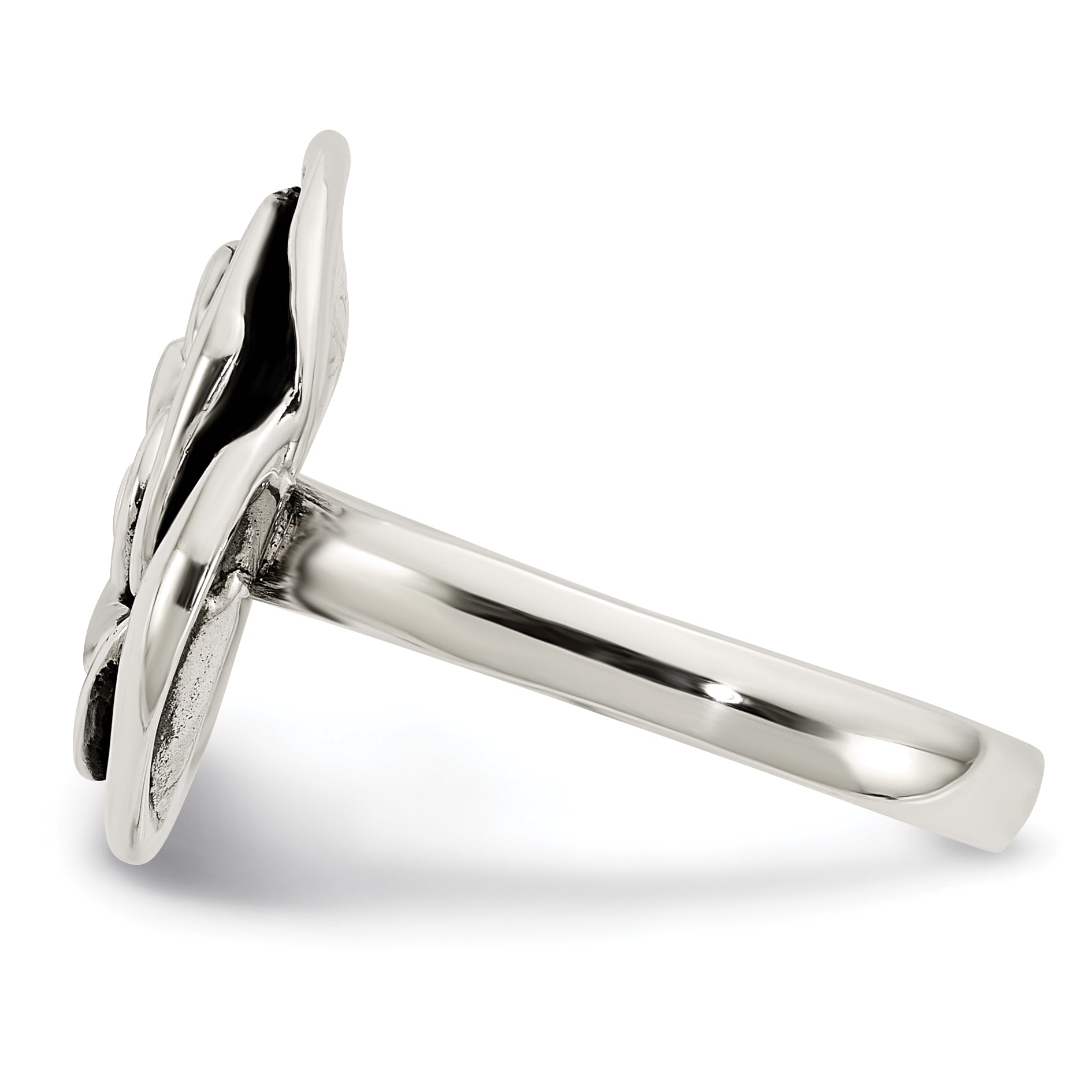 Sterlingsilber Poliert Antikisiert Rose Ring