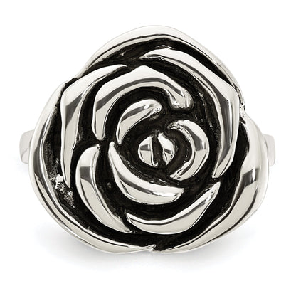 Sterlingsilber Poliert Antikisiert Rose Ring
