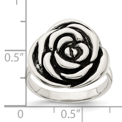Sterlingsilber Poliert Antikisiert Rose Ring