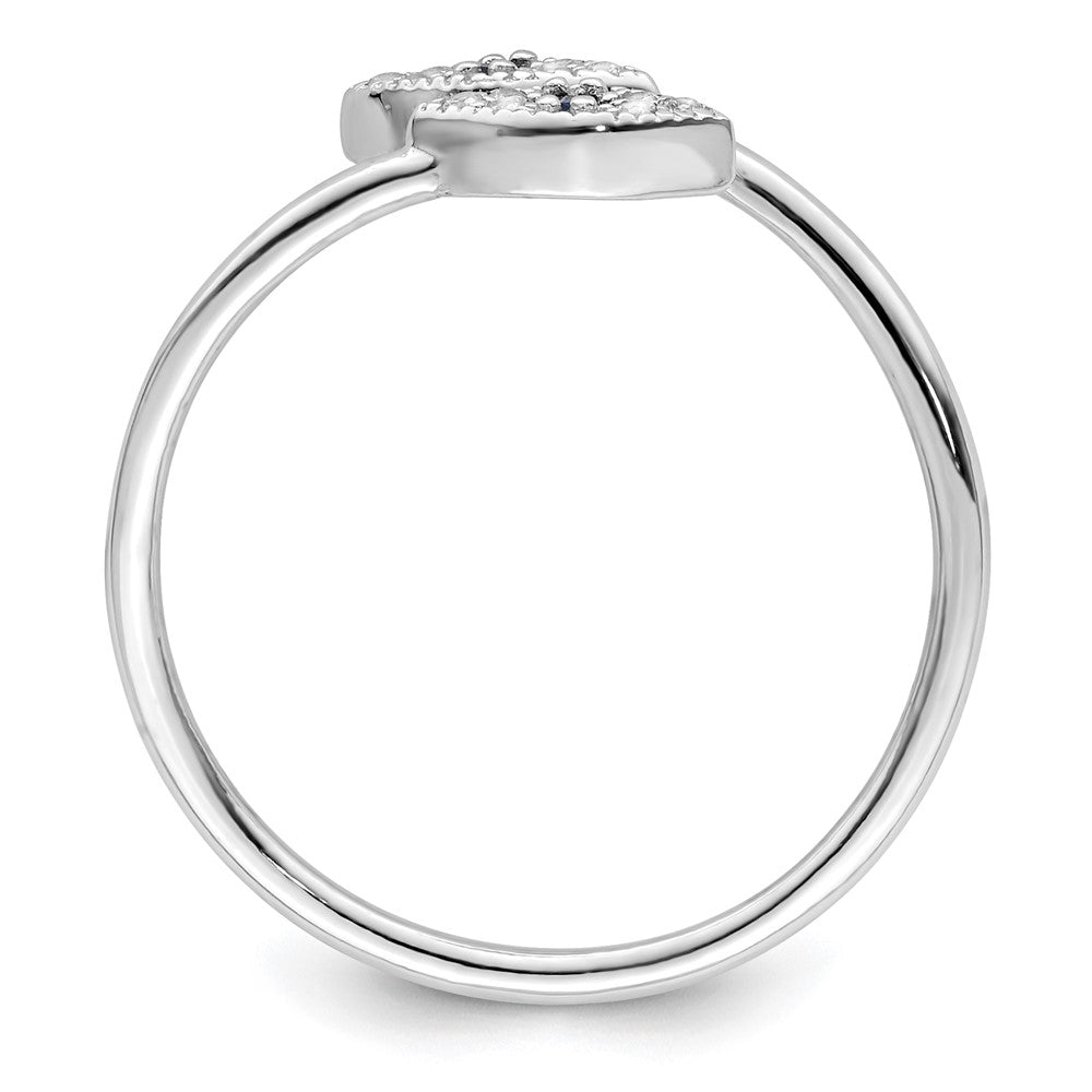 Sterlingsilber Rhodiniert Poliert Blau & Weiß Zirkonia Auge Verstellbar Ring