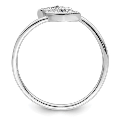 Sterlingsilber Rhodiniert Poliert Blau & Weiß Zirkonia Auge Verstellbar Ring