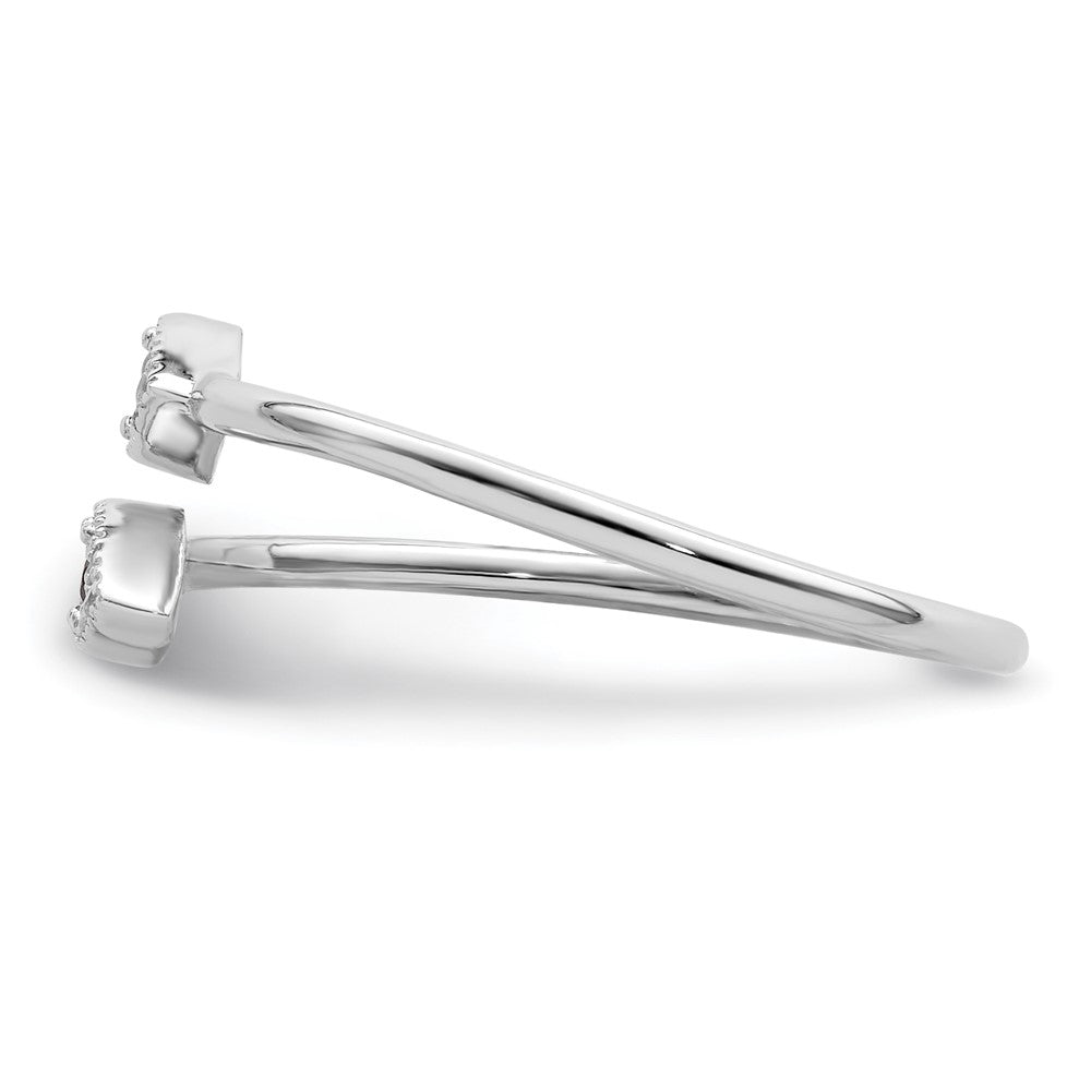 Sterlingsilber Rhodiniert Poliert Blau & Weiß Zirkonia Auge Verstellbar Ring