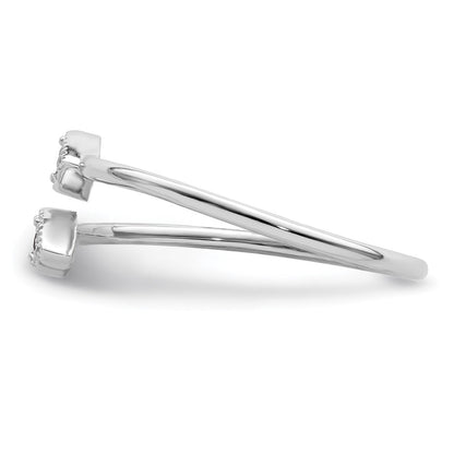 Sterlingsilber Rhodiniert Poliert Blau & Weiß Zirkonia Auge Verstellbar Ring