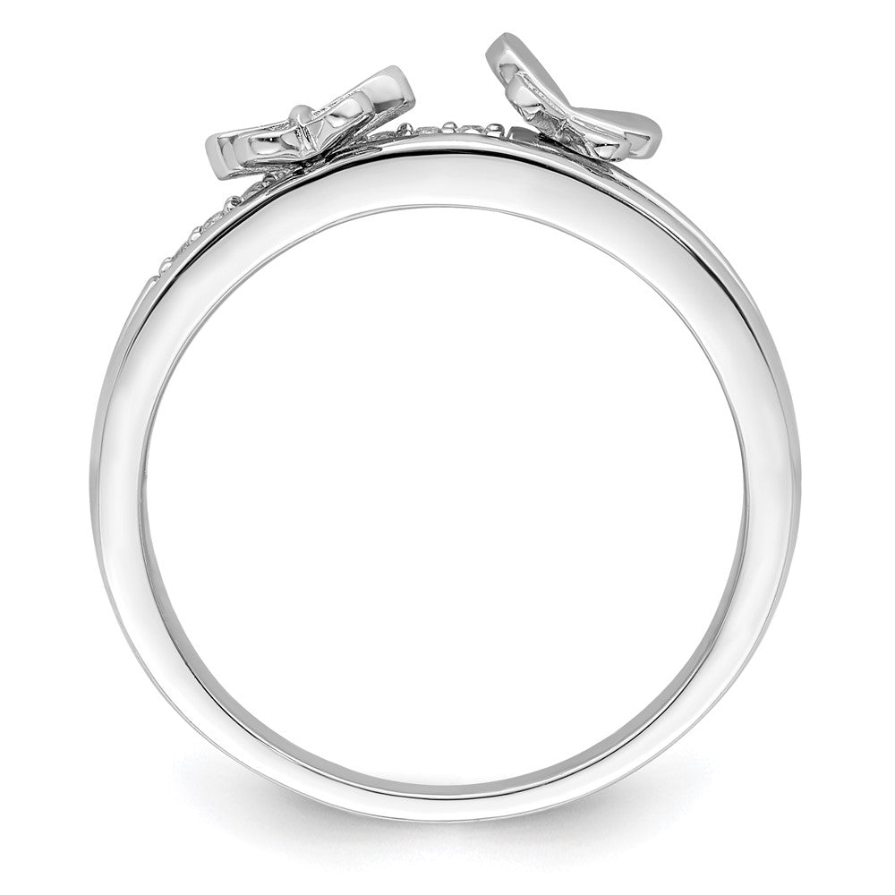 Sterlingsilber Rhodiniert Zirkonia Butterflies Ring