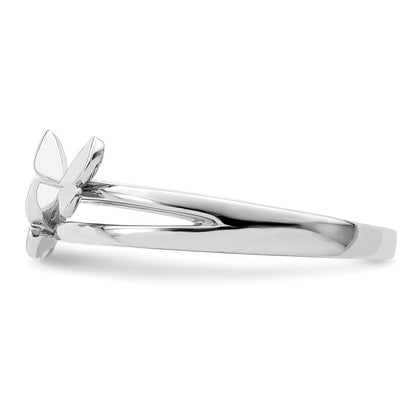 Sterlingsilber Rhodiniert Zirkonia Butterflies Ring