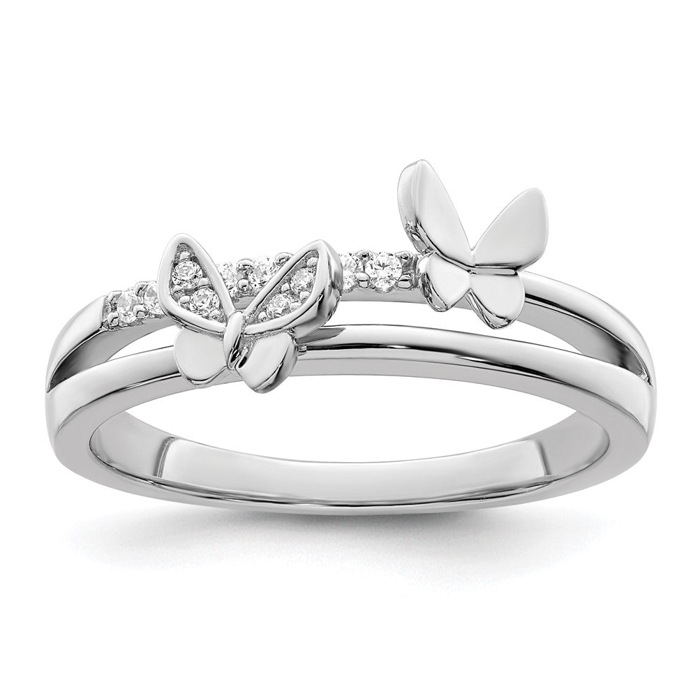 Sterlingsilber Rhodiniert Zirkonia Butterflies Ring