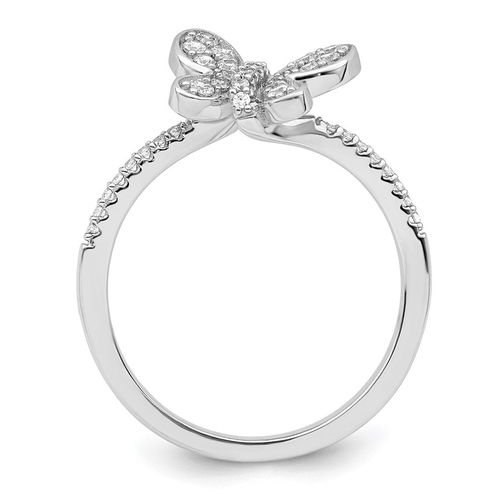Sterlingsilber Rhodiniert Zirkonia Schmetterling Ring