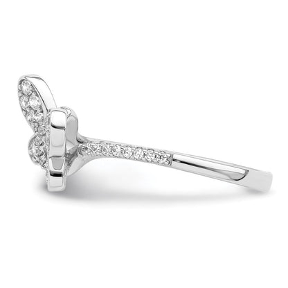 Sterlingsilber Rhodiniert Zirkonia Schmetterling Ring