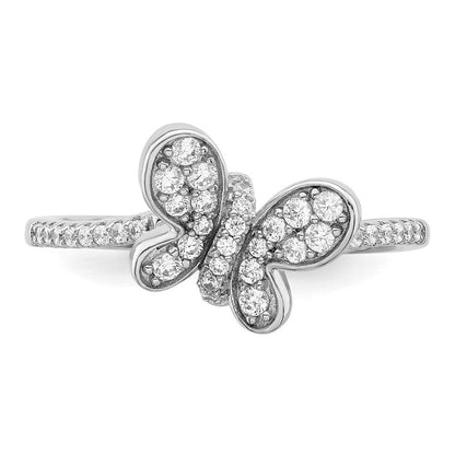 Sterlingsilber Rhodiniert Zirkonia Schmetterling Ring