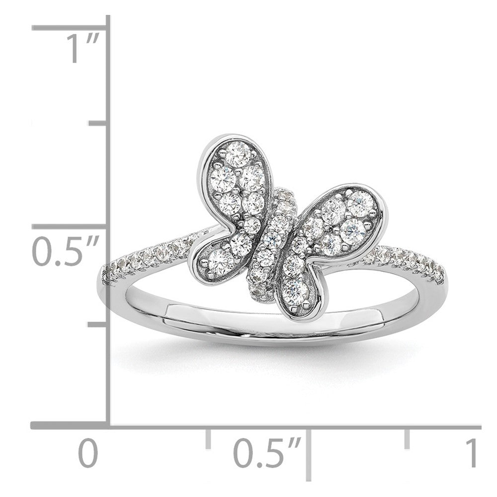 Sterlingsilber Rhodiniert Zirkonia Schmetterling Ring