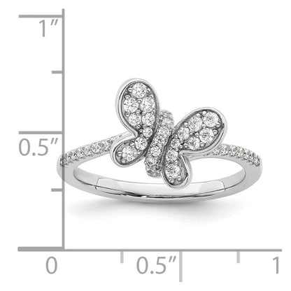 Sterlingsilber Rhodiniert Zirkonia Schmetterling Ring