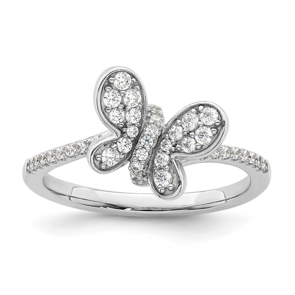 Sterlingsilber Rhodiniert Zirkonia Schmetterling Ring