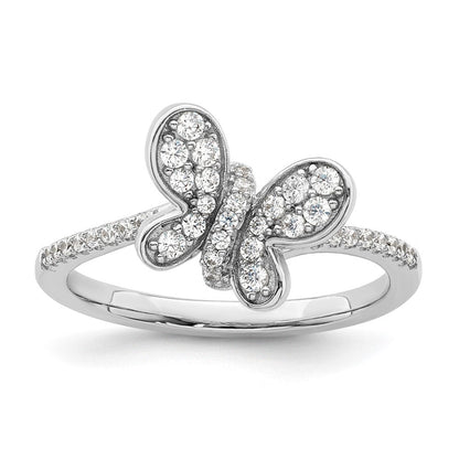 Sterlingsilber Rhodiniert Zirkonia Schmetterling Ring
