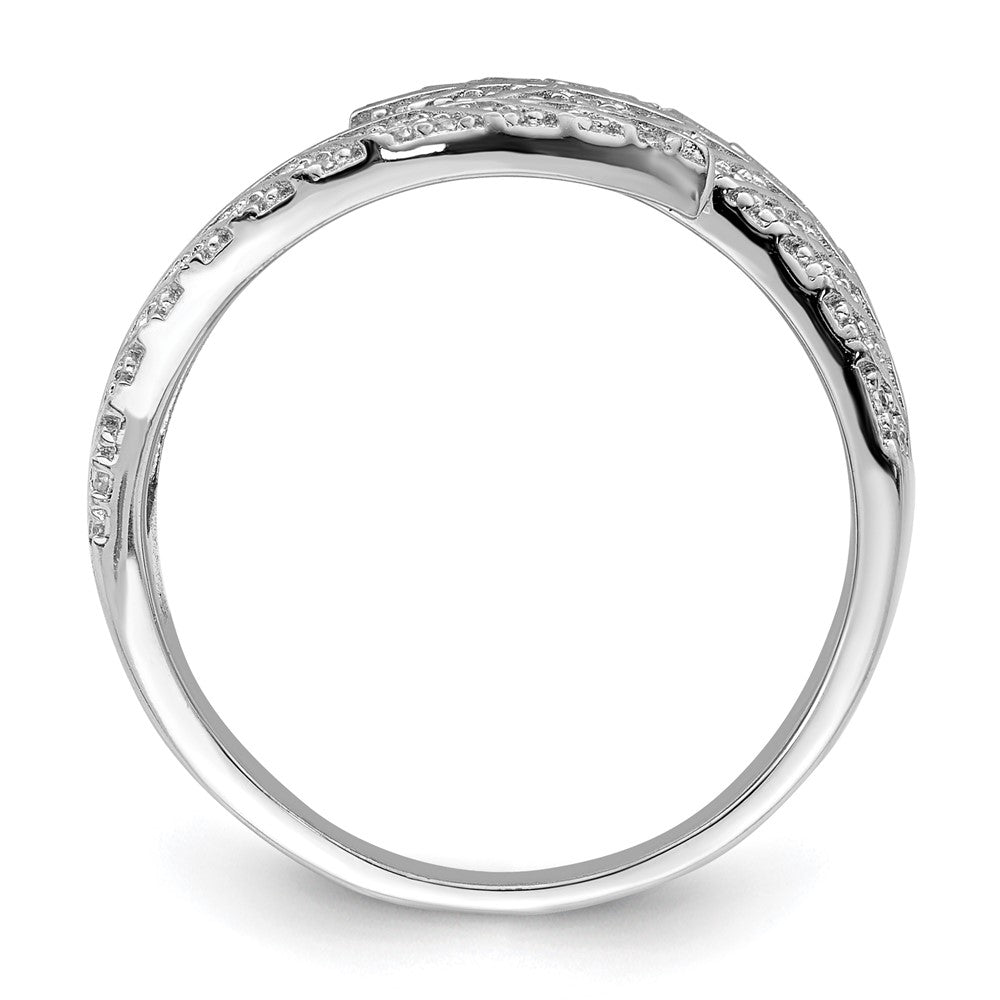Sterlingsilber Rhodiniert Zirkonia Blatt Ring (size 6 Nur)