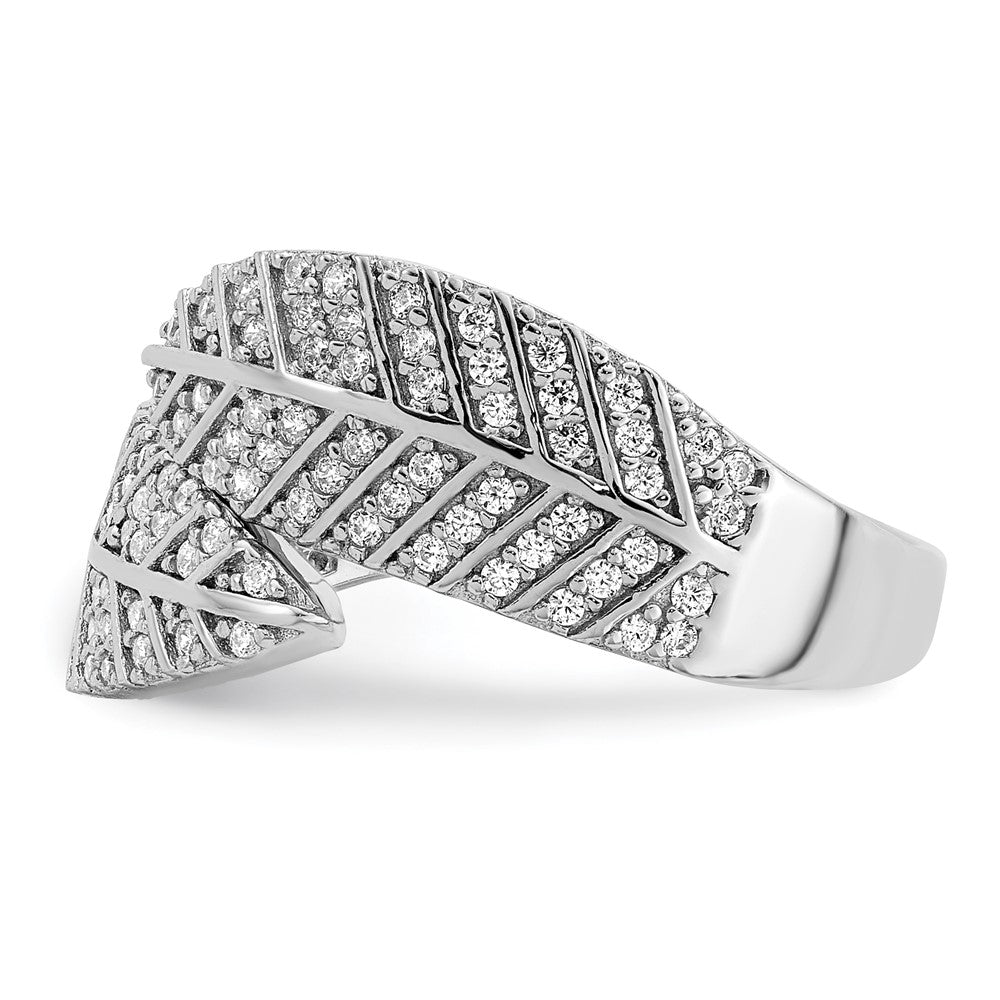Sterlingsilber Rhodiniert Zirkonia Blatt Ring (size 6 Nur)