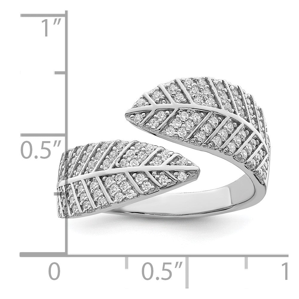 Sterlingsilber Rhodiniert Zirkonia Blatt Ring (size 6 Nur)