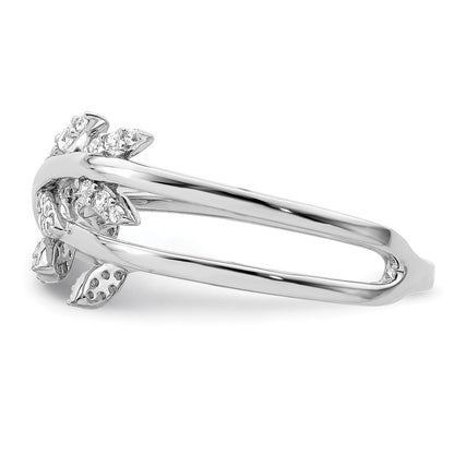 Sterlingsilber Rhodiniert Zirkonia Leaves Ring