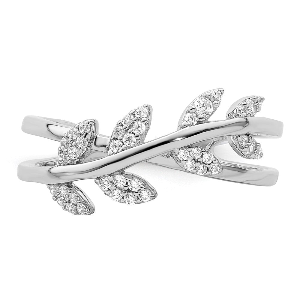 Sterlingsilber Rhodiniert Zirkonia Leaves Ring
