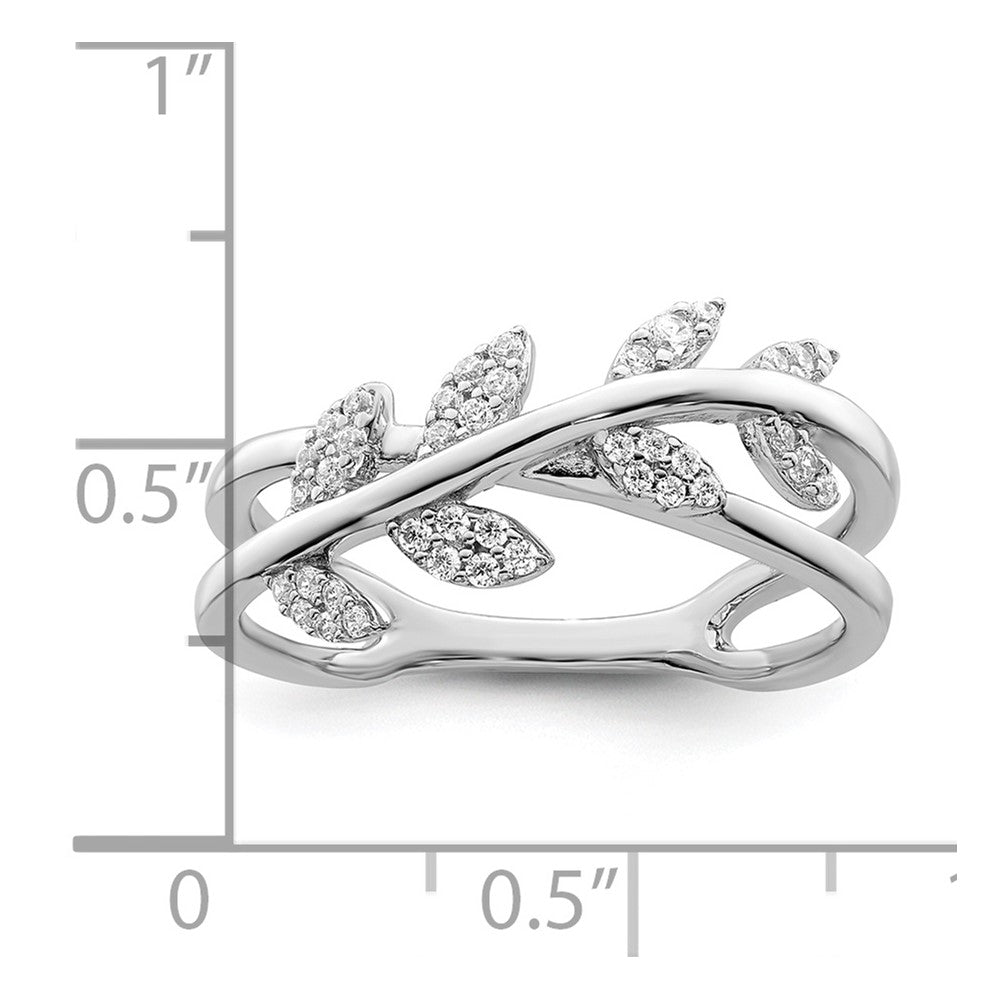 Sterlingsilber Rhodiniert Zirkonia Leaves Ring