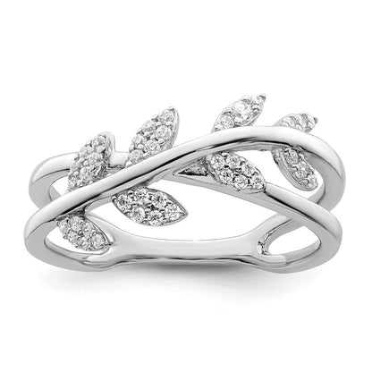 Sterlingsilber Rhodiniert Zirkonia Leaves Ring