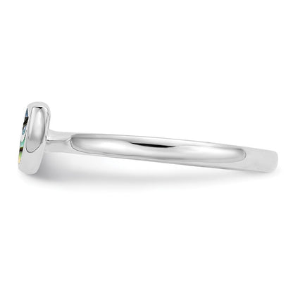 Sterlingsilber Rhodiniert Abalone Blatt Ring