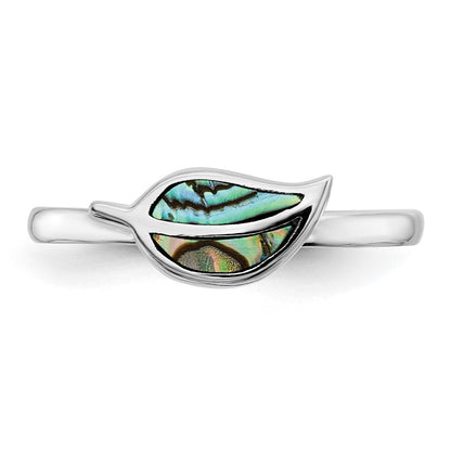 Sterlingsilber Rhodiniert Abalone Blatt Ring