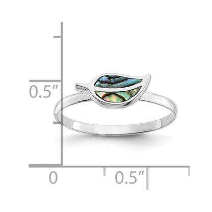 Sterlingsilber Rhodiniert Abalone Blatt Ring