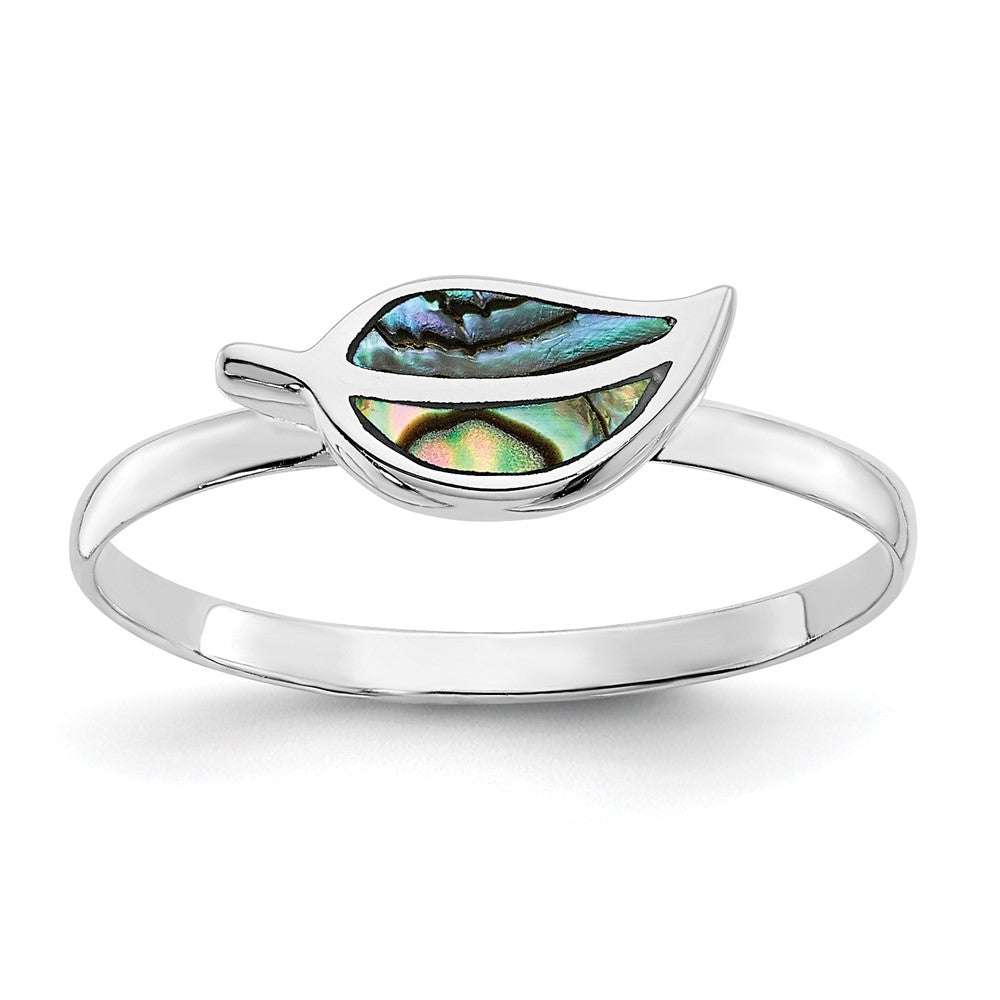 Sterlingsilber Rhodiniert Abalone Blatt Ring