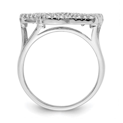 Sterlingsilber Rhodiniert Poliert Zirkonia Paw Druck Ring