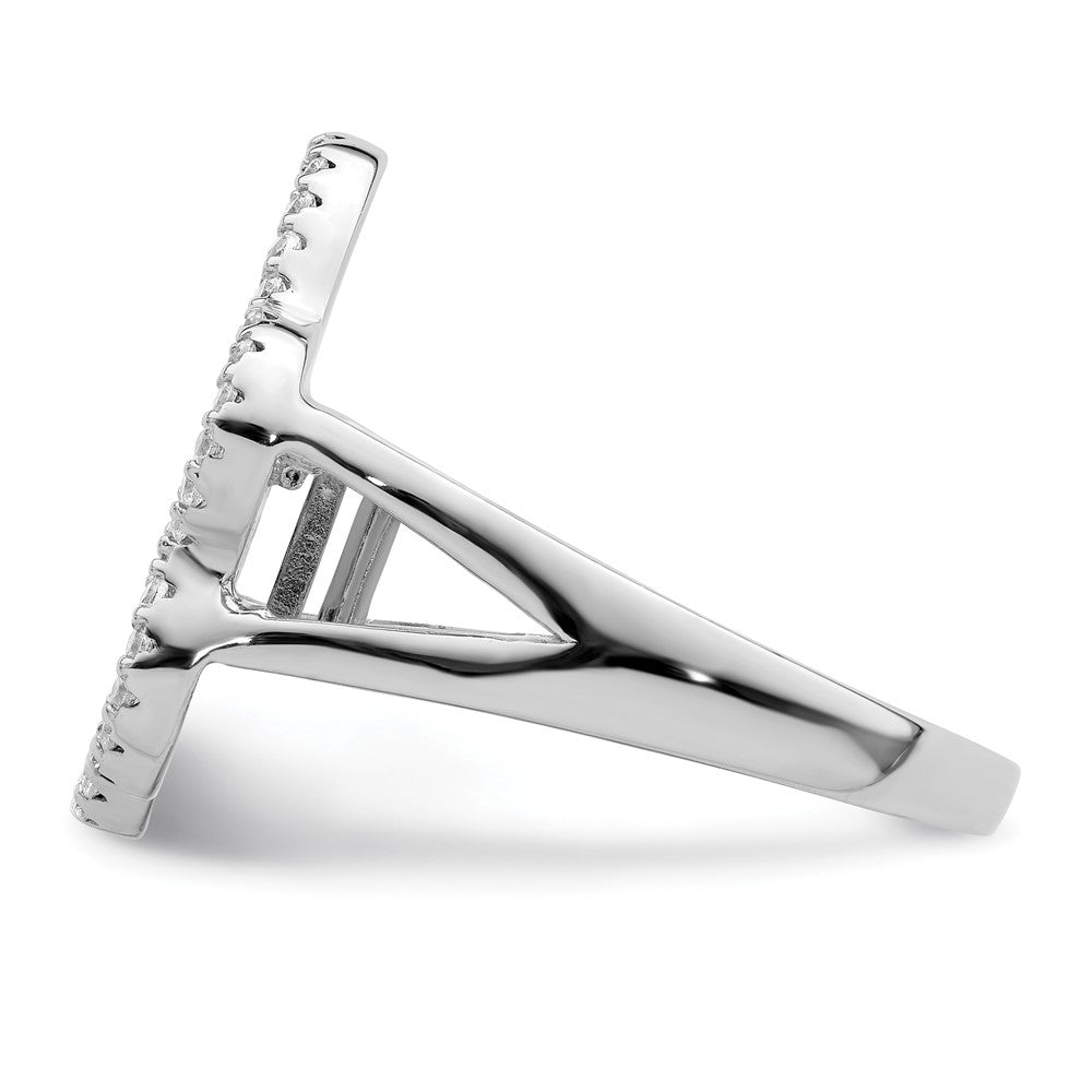 Sterlingsilber Rhodiniert Poliert Zirkonia Paw Druck Ring