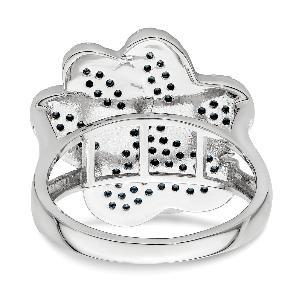 Sterlingsilber Rhodiniert Poliert Zirkonia Paw Druck Ring