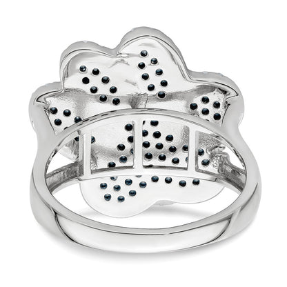 Sterlingsilber Rhodiniert Poliert Zirkonia Paw Druck Ring