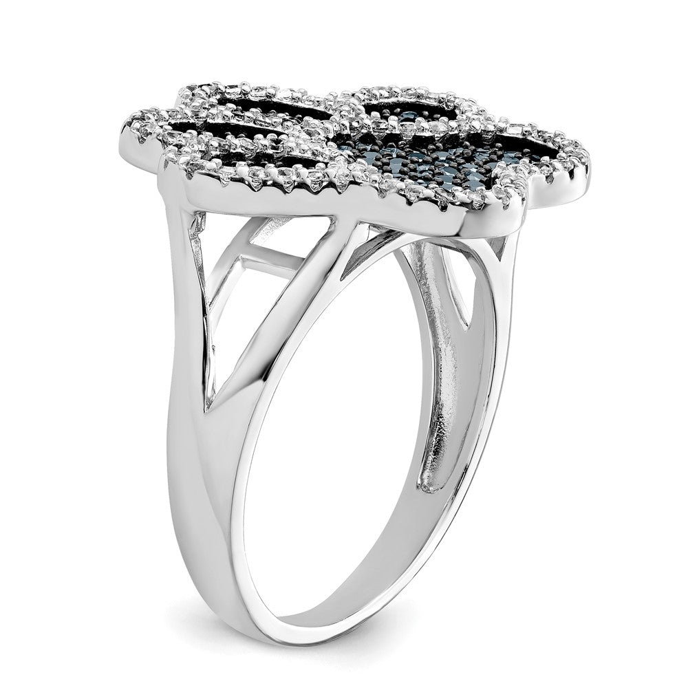 Sterlingsilber Rhodiniert Poliert Zirkonia Paw Druck Ring