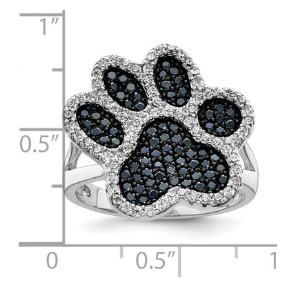 Sterlingsilber Rhodiniert Poliert Zirkonia Paw Druck Ring