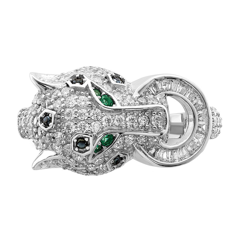 Sterlingsilber Rhodiniert Poliert Zirkonia Cheetah Ring