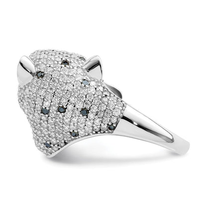 Sterlingsilber Rhodiniert Poliert Zirkonia Cheetah Ring
