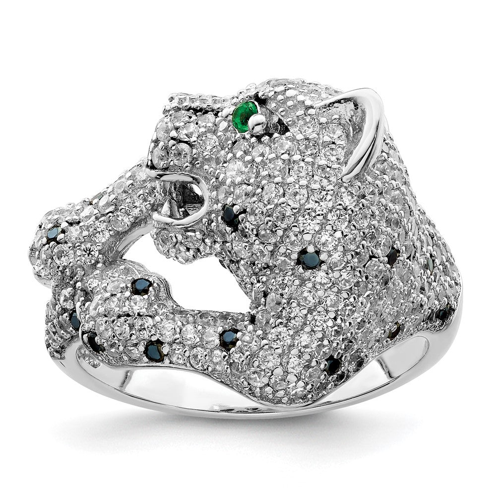 Sterlingsilber Rhodiniert Poliert Zirkonia Cheetah Ring
