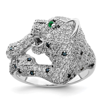 Sterlingsilber Rhodiniert Poliert Zirkonia Cheetah Ring