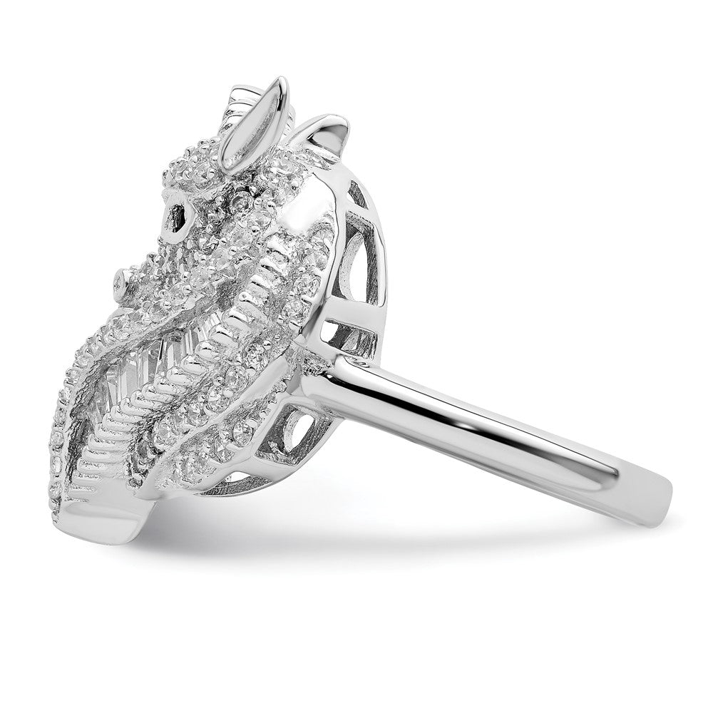 Sterlingsilber Rhodiniert Poliert Zirkonia Einhorn Ring