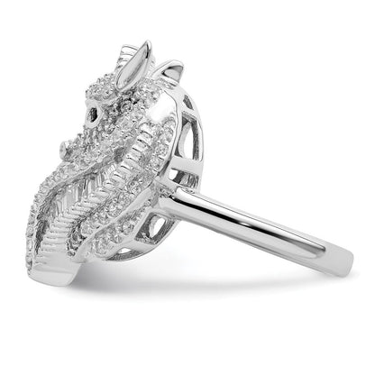 Sterlingsilber Rhodiniert Poliert Zirkonia Einhorn Ring