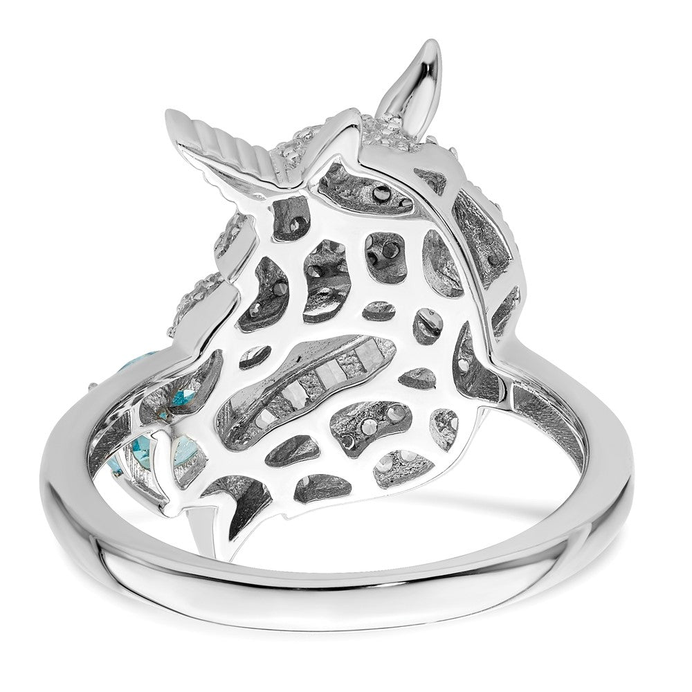 Sterlingsilber Rhodiniert Poliert Zirkonia Einhorn Ring