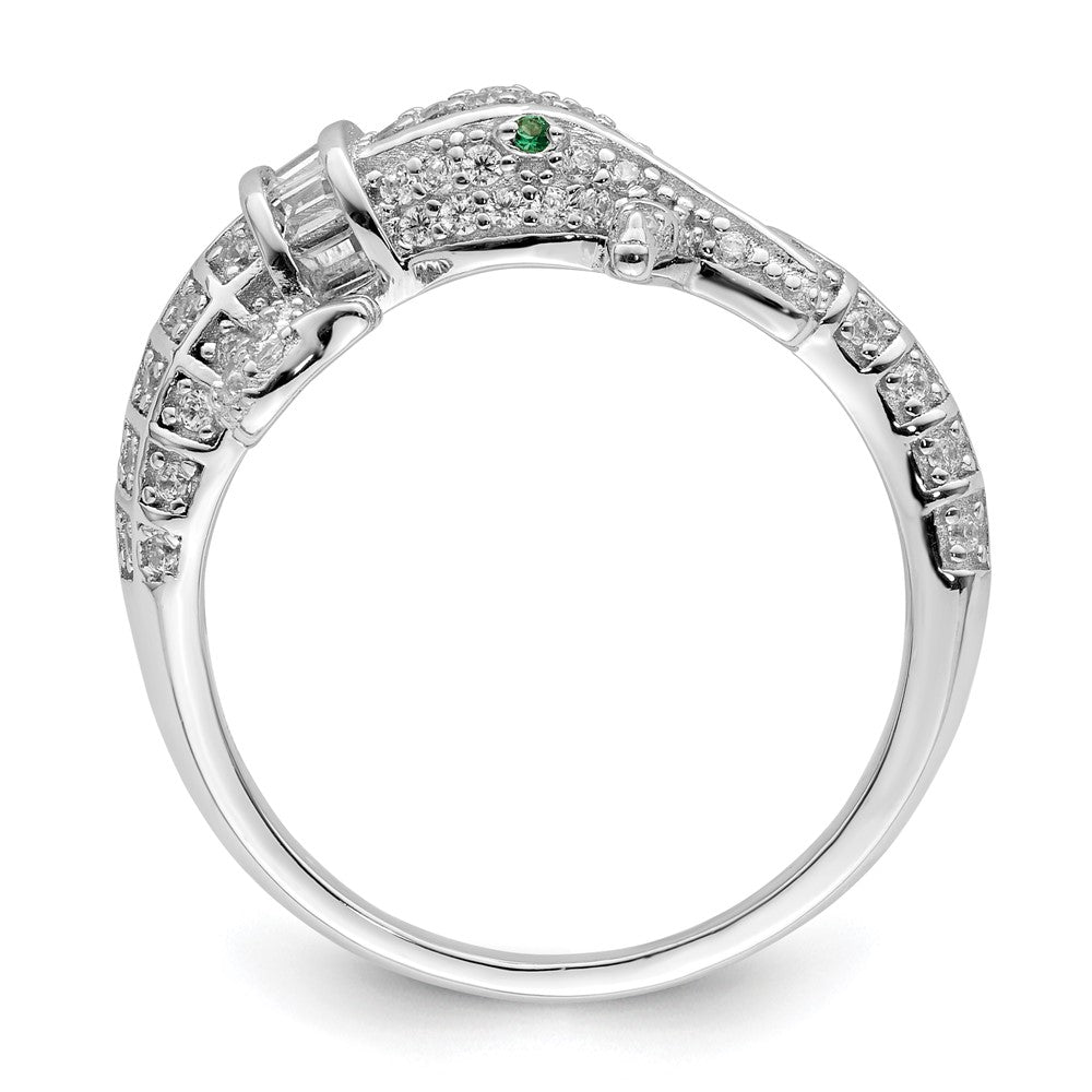 Sterlingsilber Rhodiniert Poliert Zirkonia Alligator Ring