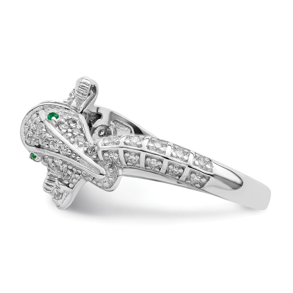 Sterlingsilber Rhodiniert Poliert Zirkonia Alligator Ring
