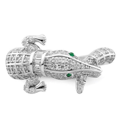 Sterlingsilber Rhodiniert Poliert Zirkonia Alligator Ring