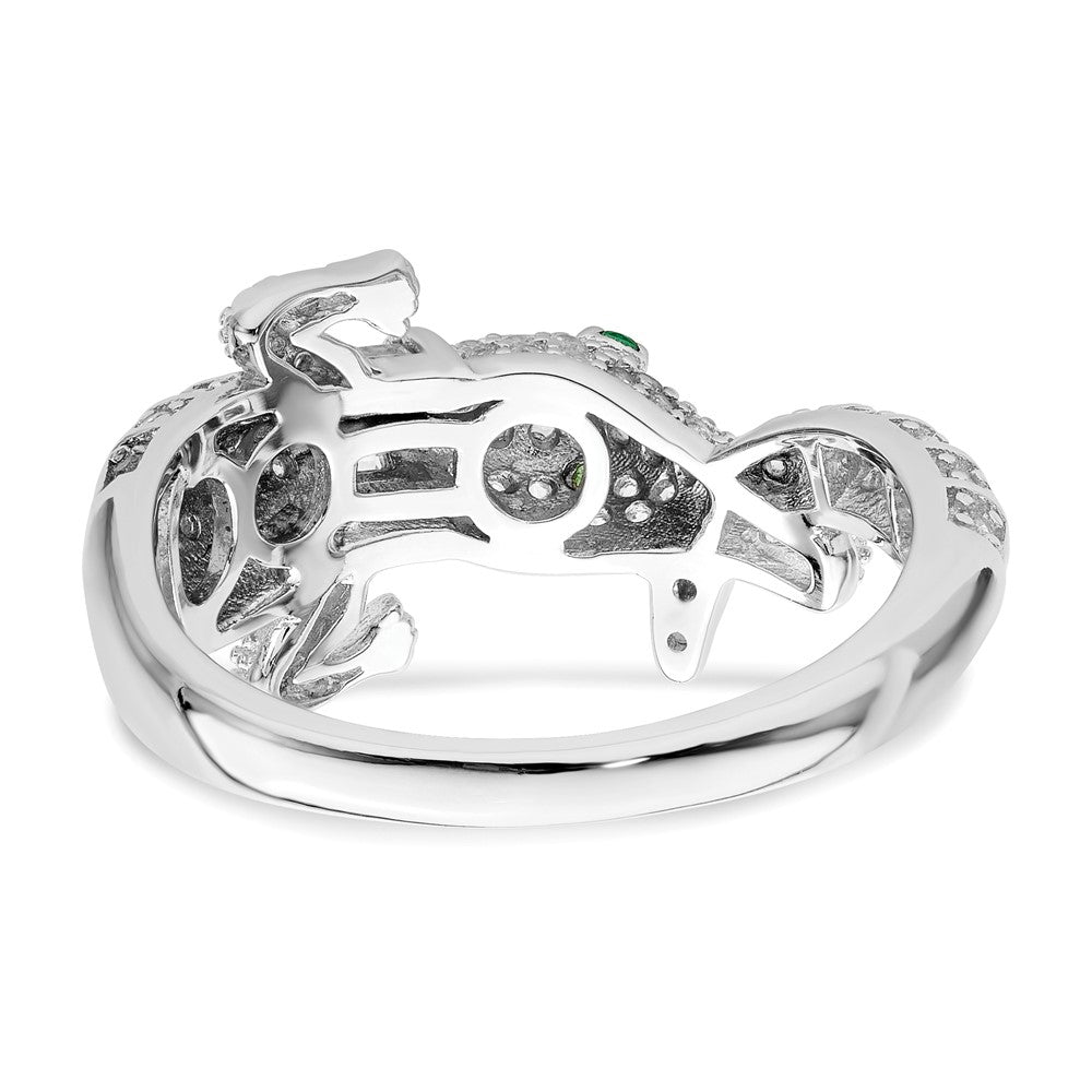 Sterlingsilber Rhodiniert Poliert Zirkonia Alligator Ring