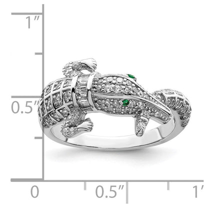 Sterlingsilber Rhodiniert Poliert Zirkonia Alligator Ring