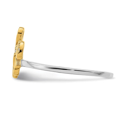 Vergoldet Sterlingsilber Rhodiniert & Zirkonia Musik Notes Verstellbar Ring