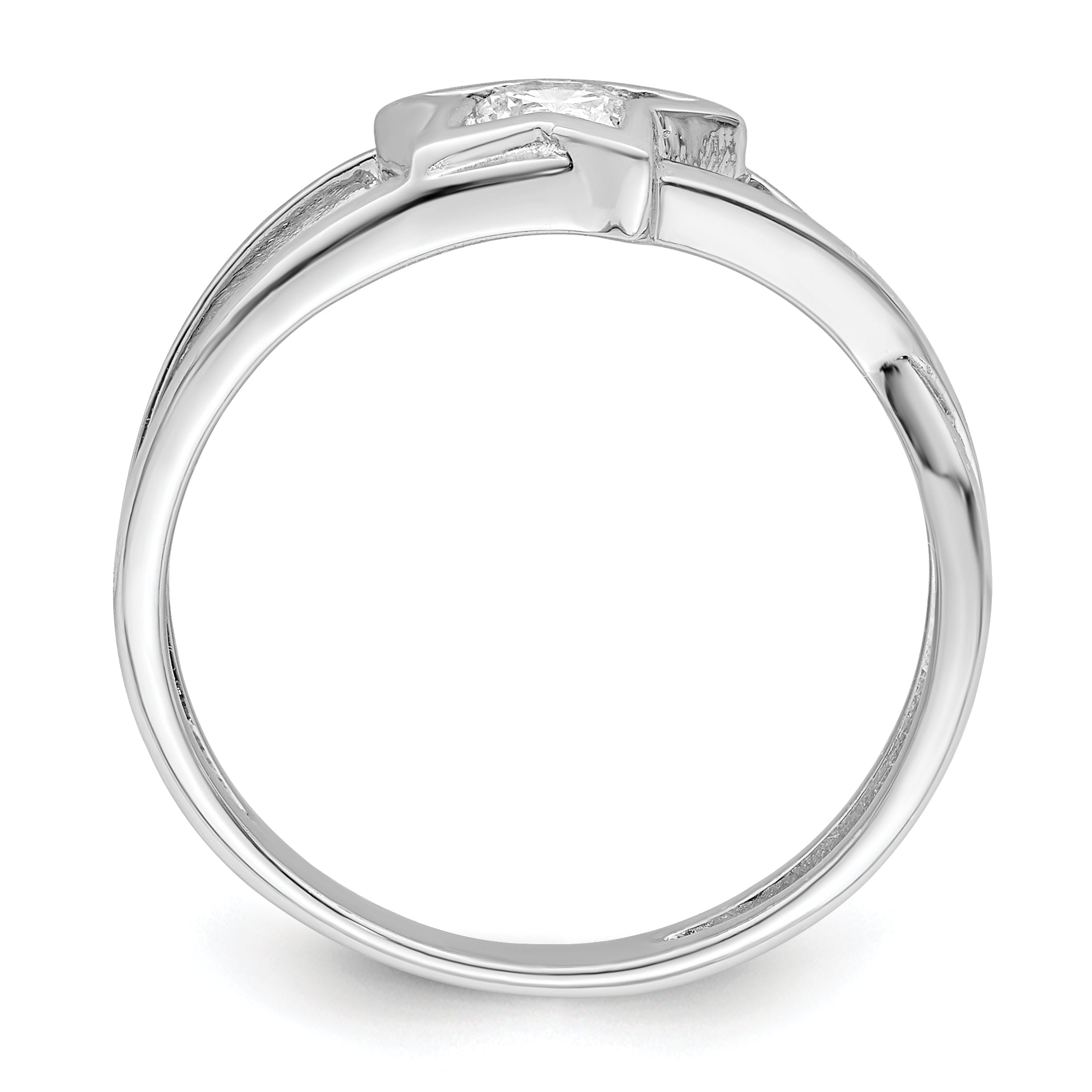 Sterlingsilber Rhodiniert Zirkonia Stern Ring